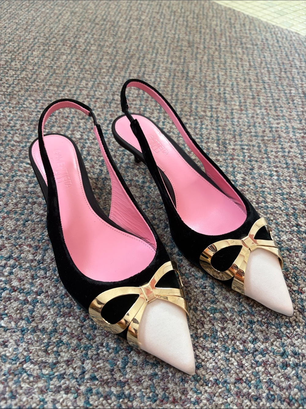 Giambattista Valli metal Bow 40mm kitten heels Size 37 new